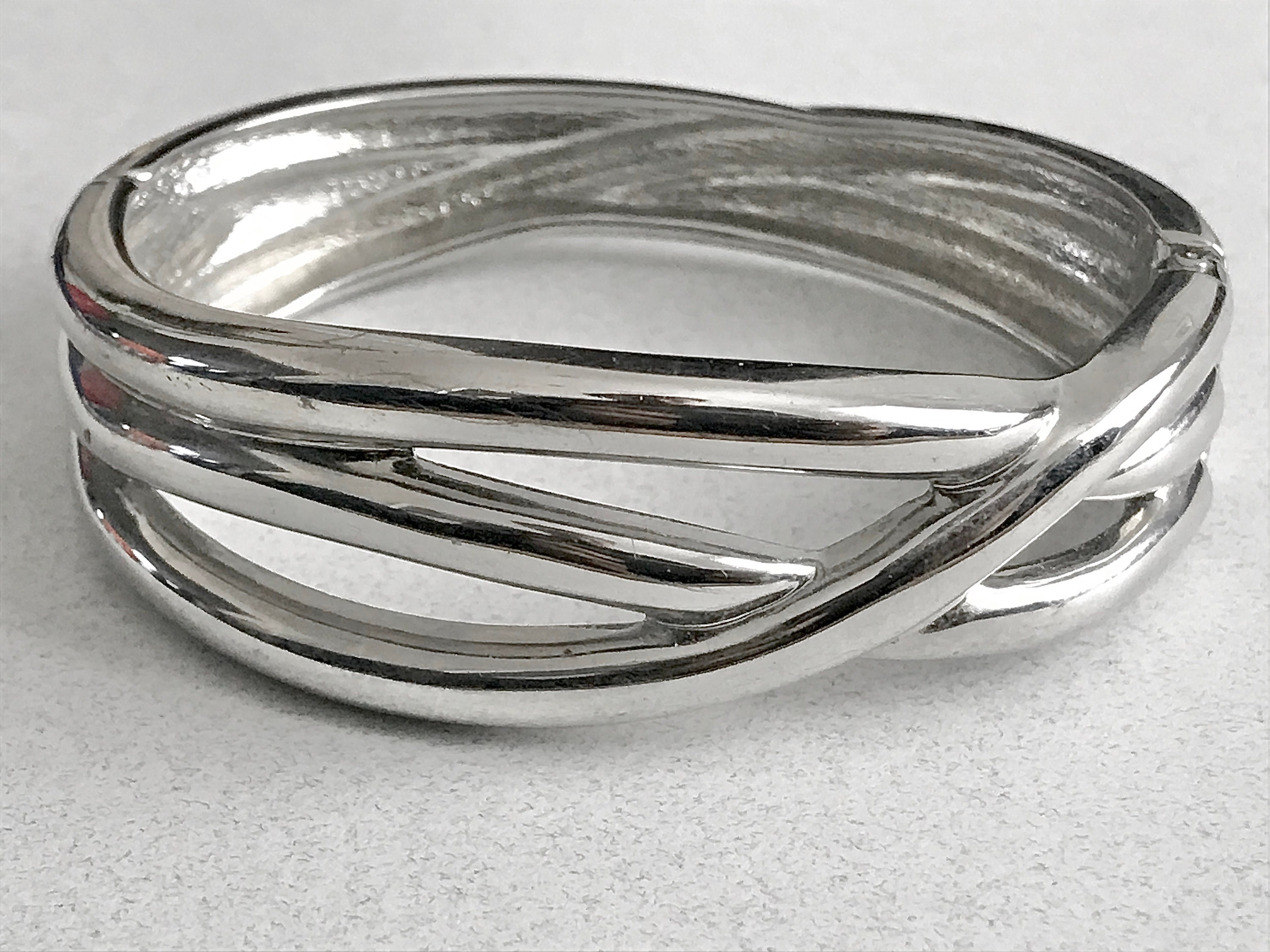Modernist Cuff Bracelet / Silver Tone Etsy