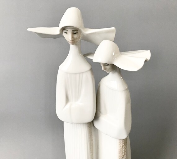 Vintage Lladro Porcelain Nuns Figurine / 13 / Spain / Convent Etsy