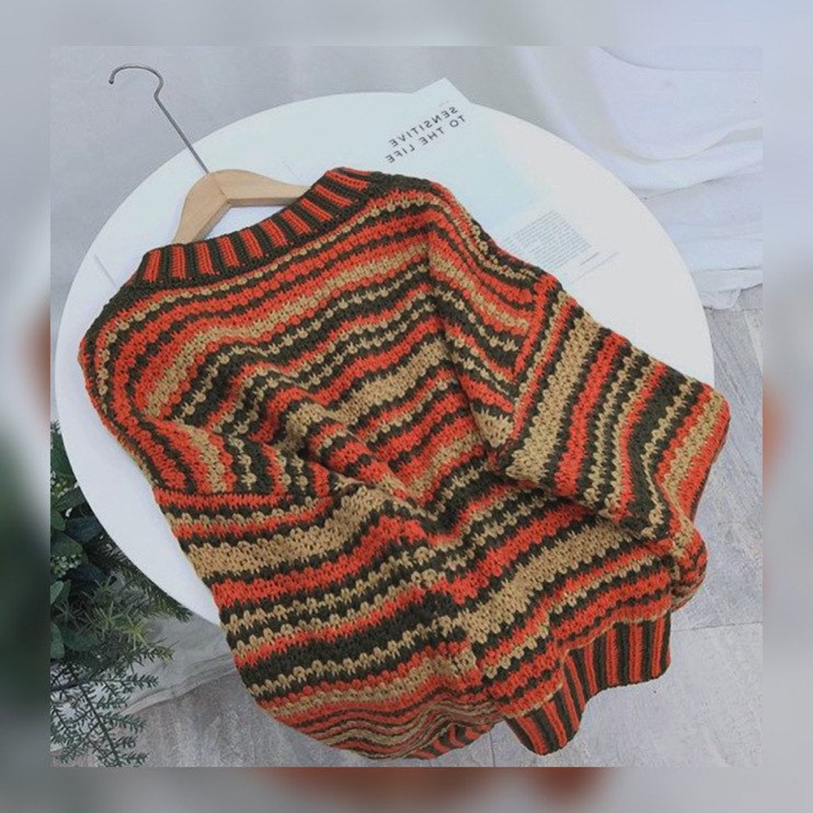 Grandpa Sweater Chunky Knit Sweater Winter Long Sleeve Etsy