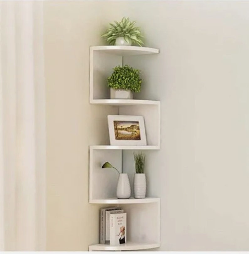 5 Tier Corner Shelf Wall Unit Bookcase Floating Book Home Etsy UK