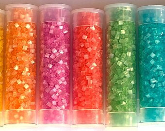 Preciosa Hex Cut Seed Beads: Atlas Glass Bead Set, Size 11, Solgel beads, size 11 hex cut beads, large set coordinating, dyi jewellery