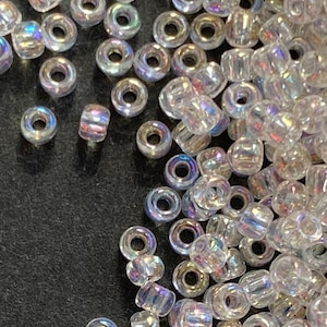 Clear rainbow #11 seed bead, Toho rainbow bead, size 11 transparent iridescent seed bead, tiny clear rainbow beads for jewelry