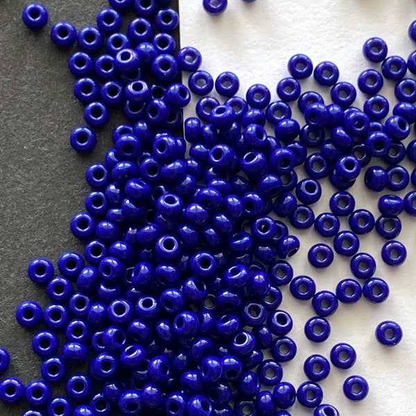 Dark Blue #11 seed beads, size 11 tiny blue beads, Deep blue round beads, Preciosa opaque beads, round beads for jewelry, Czech seed bead