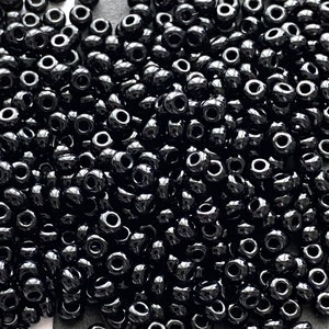 Black seed bead, size 8 & 11 black beads, tiny black round beads, Preciosa opaque beads, round beads for jewelry, Czech seed bead