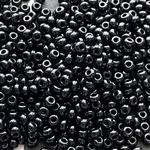 Perle de rocaille noire, taille 11, petites perles rondes noires, perles opaques Matsuno, perles rondes pour bijoux, rocaille japonaise, perles brillantes