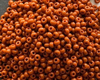 Medium Brown #11 seed beads, size 11 tiny milk chocolate beads,  terra cotta round beads, Preciosa opaque beads, tiny beads for jewelry,