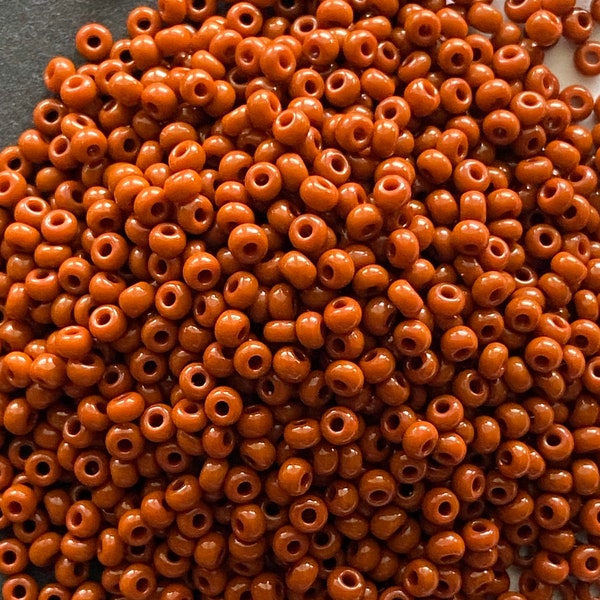 Medium Brown #11 seed beads, size 11 tiny milk chocolate beads,  terra cotta round beads, Preciosa opaque beads, tiny beads for jewelry,