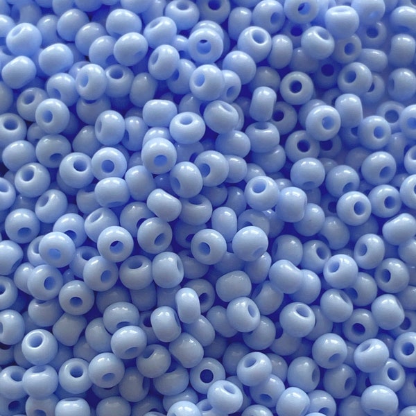 Light Blue #11 seed beads, size 11 tiny blue beads, Baby blue round beads, Preciosa opaque beads, tiny beads for jewelry, Czech seed bead