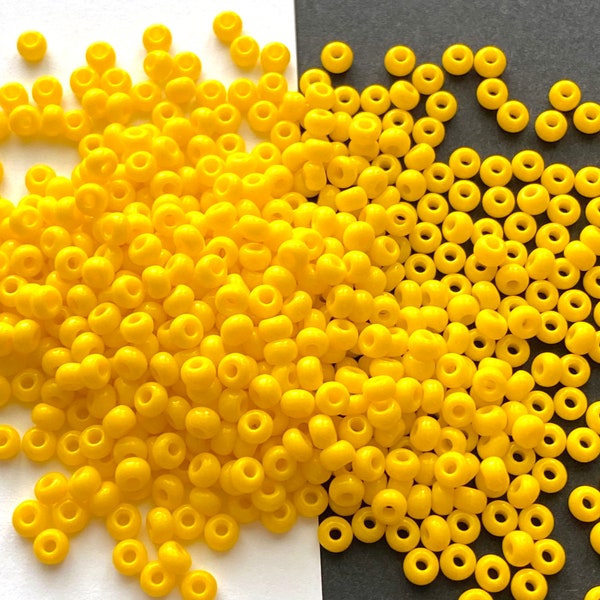 Yellow #8 & #11 seed bead, size 8, 11 sunny beads, tiny yellow round beads, Preciosa opaque beads, round beads for jewelry, Czech seed bead