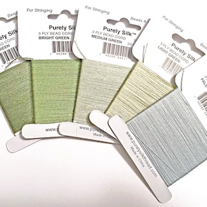 Purely Silk Beading thread, thread for beading small beads, silk thread, thin silk thread, black thread, white thread, grey thread, green,