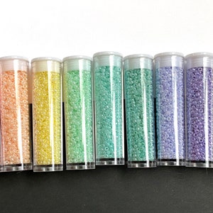 Pearlized 11/0 glass seed bead set, Japanese beads, Matsuno ceylon bead set, Tiny seed bead pastel colours, pastel pearl beads, dyi gift