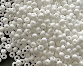 White 4mm seed bead, opaque white beads, tiny white round beads, Preciosa opaque beads, round beads for jewelry, Czech seed bead