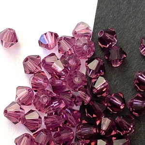 Amethyst Bicone crystal beads, Czech Preciosa beads, Purple faceted bicones, Large bicone beads for jewelry