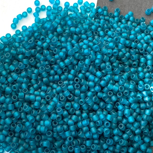 Teal matte #11 & #6 seed bead, Toho blue seed bead, tr-11-7BDF, small blue opaque beads, aqua glass beads for jewelry