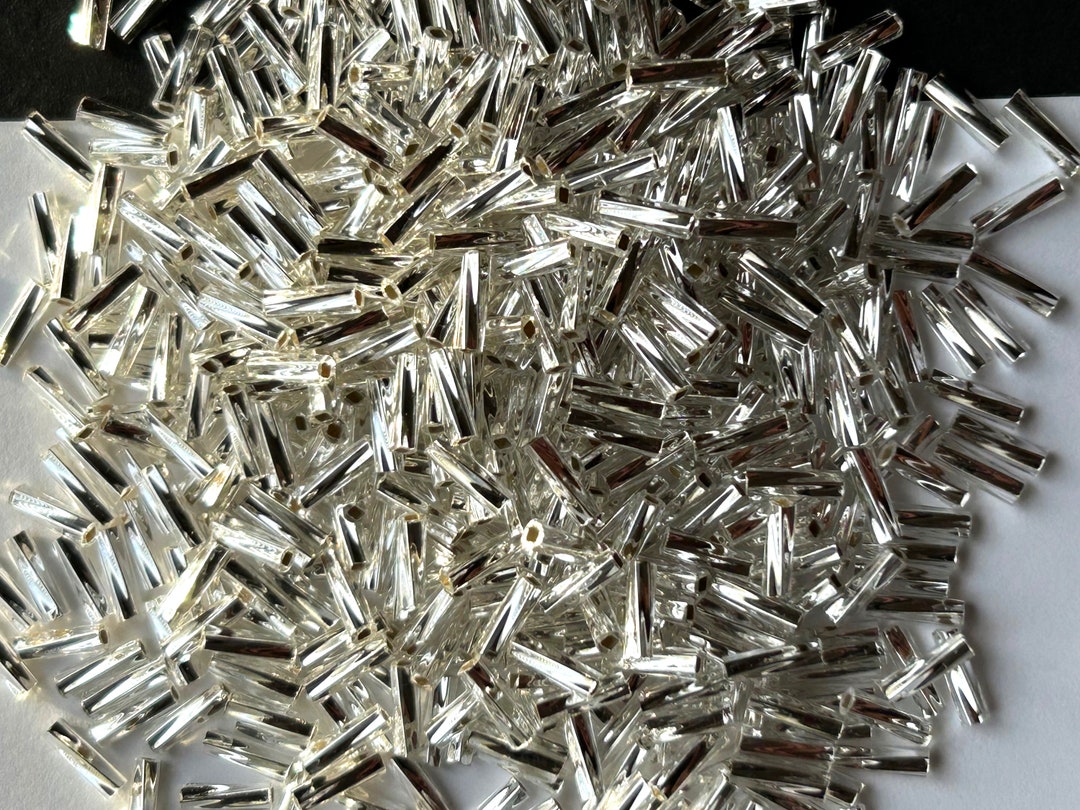 Silver Bugle Bead, Twisted Bugle Silver, 6mm by 2mm Twisted Bugle