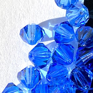 Sapphire Bicone crystal beads, Czech Preciosa blue bicones, dark blue crystal beads, bicone blue beads for jewelry, bicone statement beads