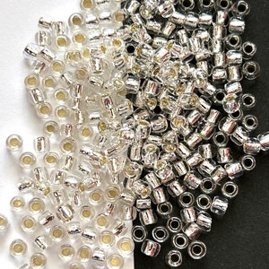 Clear bead silver core, size 6, 8 and 11, Toho beads, Large Clear Japanese bead, beads for jewelry, silver lined crystal, Silver beads