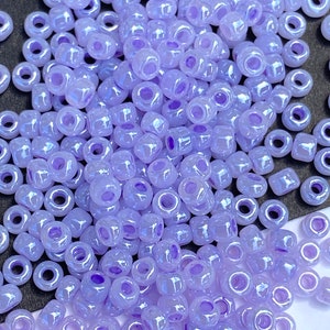 Pastel purple #6 & #8 pearl beads, Matsuno size 8 and size 6 purple beads, Pearlized pastel purple seed beads, Japanese seed beads, 4mm