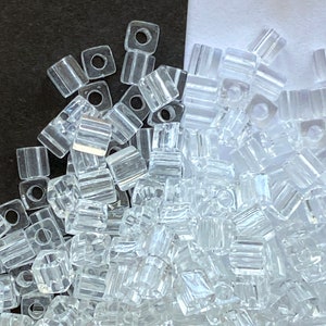 Clear Cube beads, Size 5 cube beads, Clear Glass Squares, Miyuki cube beads, Large Clear Japanese bead, Crystal Transparent Bead