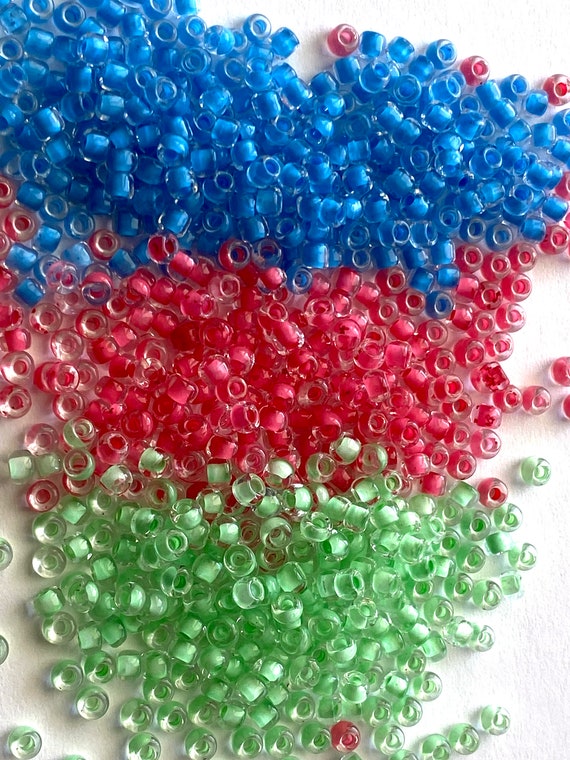 Vibrant Seed Bead Set, Inside Colour Seed Beads, Size 8 Glass