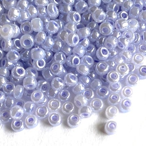 Lilac Purple #11 seed bead, Pastel seed bead with pearlized coating, tiny purple bead for jewelry, purple Ceylon coating #11