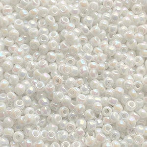White Rainbow Glass Seed Beads: Size 11 Japanese Beads
