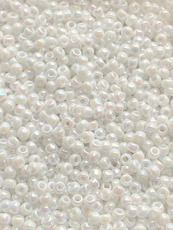 White Rainbow Glass Seed Beads: Size 11 Japanese Beads