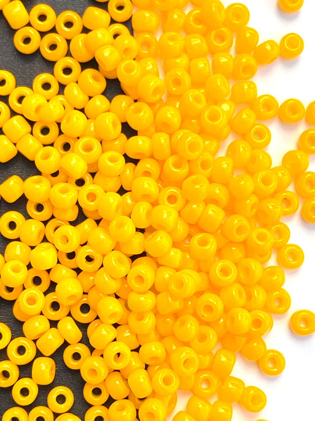 Dark Yellow Seed Bead, Deep Yellow Round Beads, Matsuno Yellow Seed