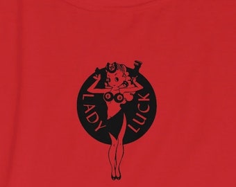 Lady Luck shirt, hot rod shirt, muscle car shirt, shirts for women, shirts for men, retro shirt, vintage shirt, rat rod shirt, classic car