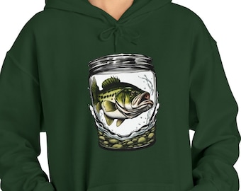 Largemouth Bass in a Wide mouth jar hoodie, shirts for women, shirts for men, retro shirt, fishing hoodie, shirts with sayings, meme shirt