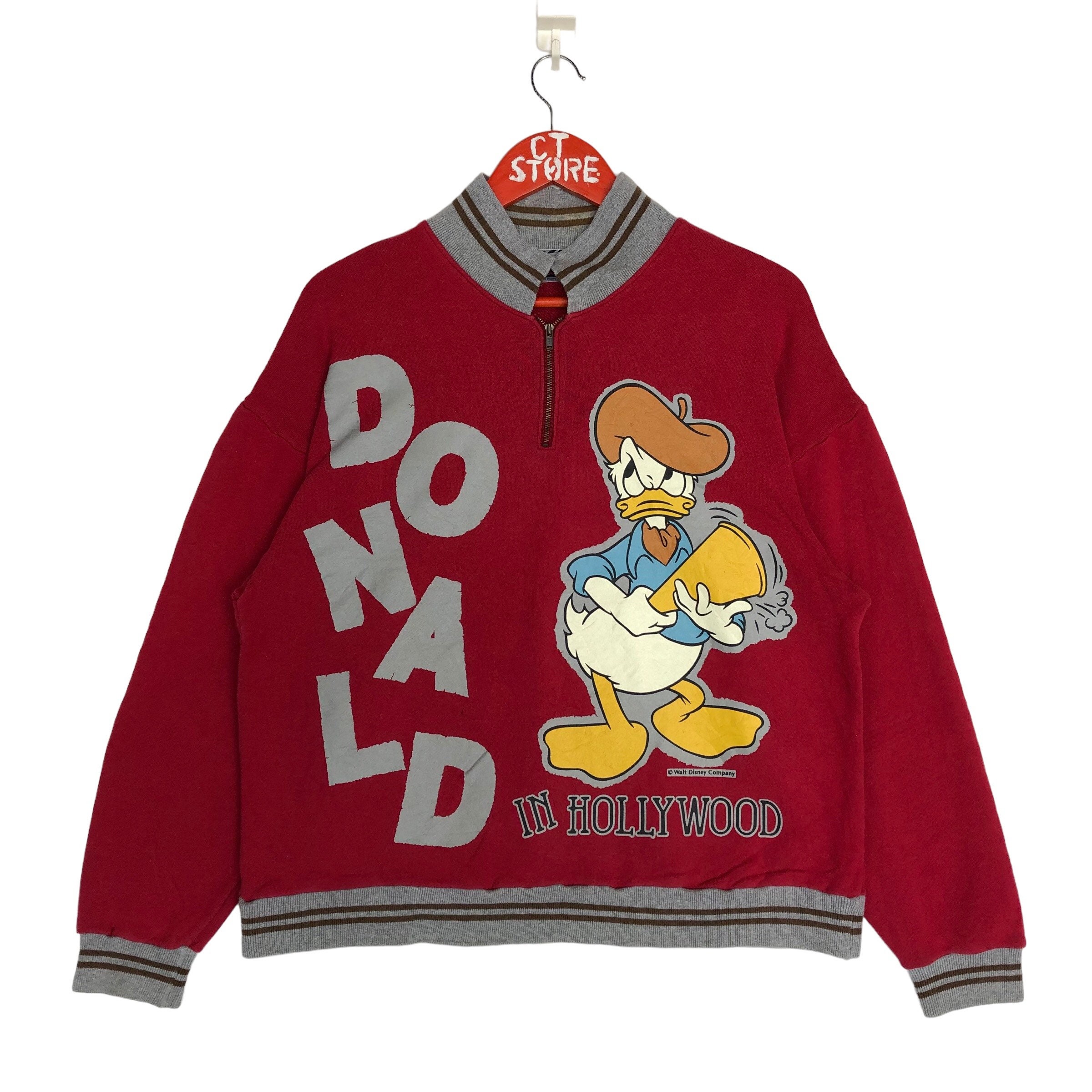 Vintage Disney Donald in Hollywood Sweater Big Logo Size M Disney Donald Duck Pullover Sweater Red Cartoon Sweater Etsy Canada