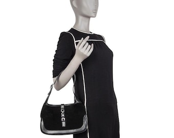 Pick!! Vintage Gucci Tomford Black Suede & Leather Shoulder Bag Gucci Hobo Top Handle Bag Best For Gift