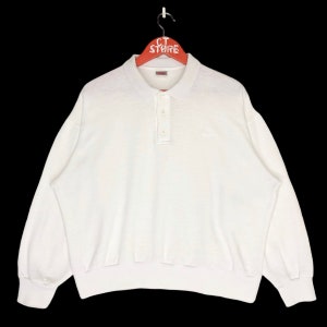 Hard To Find This!! Vintage Nike Quater Button Sweater White On White Logo Size M