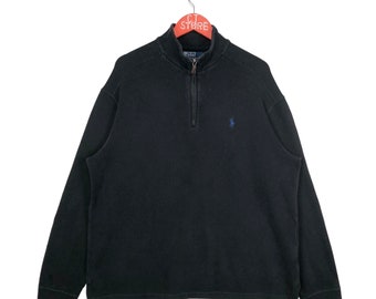 Vintage Polo Ralph Lauren Half Zip Sweatshirt Small Logo Size L Polo Ralph Lauren Pullover Sweater Black