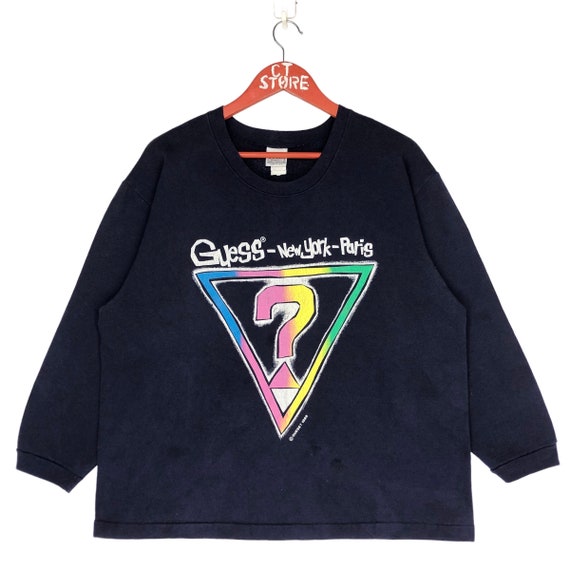 Vintage 1989 Guess New York Paris Sweatshirt Big Logo - Size