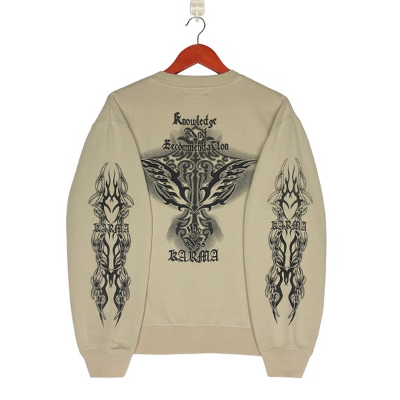 Karma Cross Logo Crewneck Sweatshirt Size M Karma Pullover Sweater Nude Color Etsy Canada