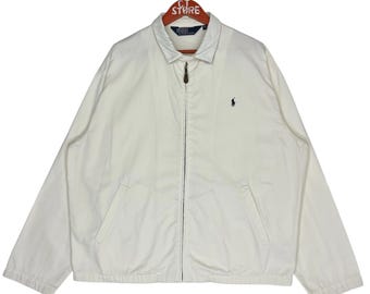 Vintage Polo Ralph Lauren Harrington Jacket In White Size L