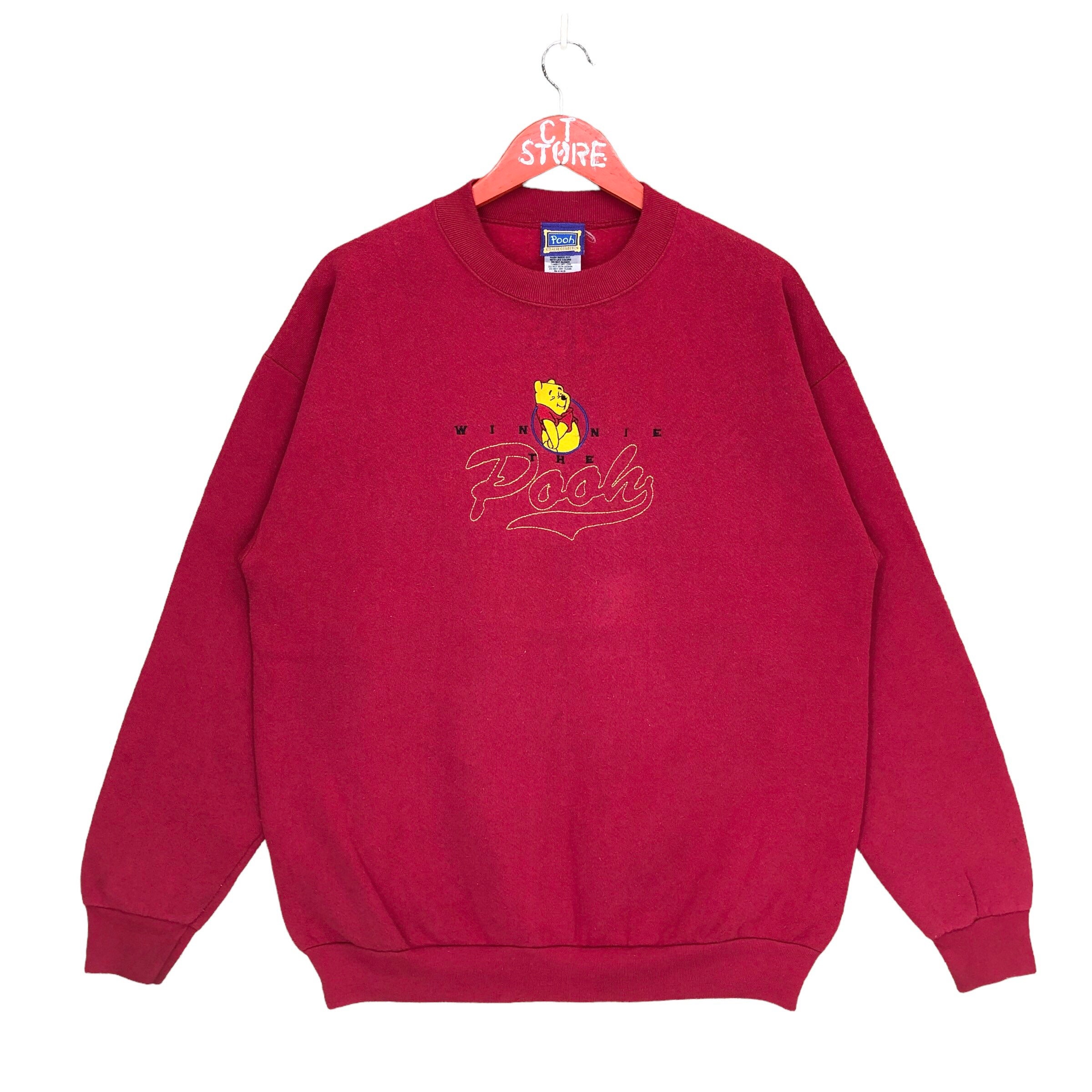 Vintage 90s Winnie The Pooh Cartoon Crewneck Sweatshirt Size L In Red Color