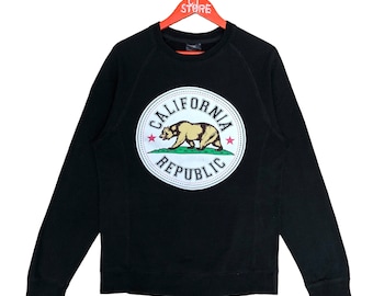 Sweat-shirt ours California Republic vintage - Col rond avec gros logo (taille M)