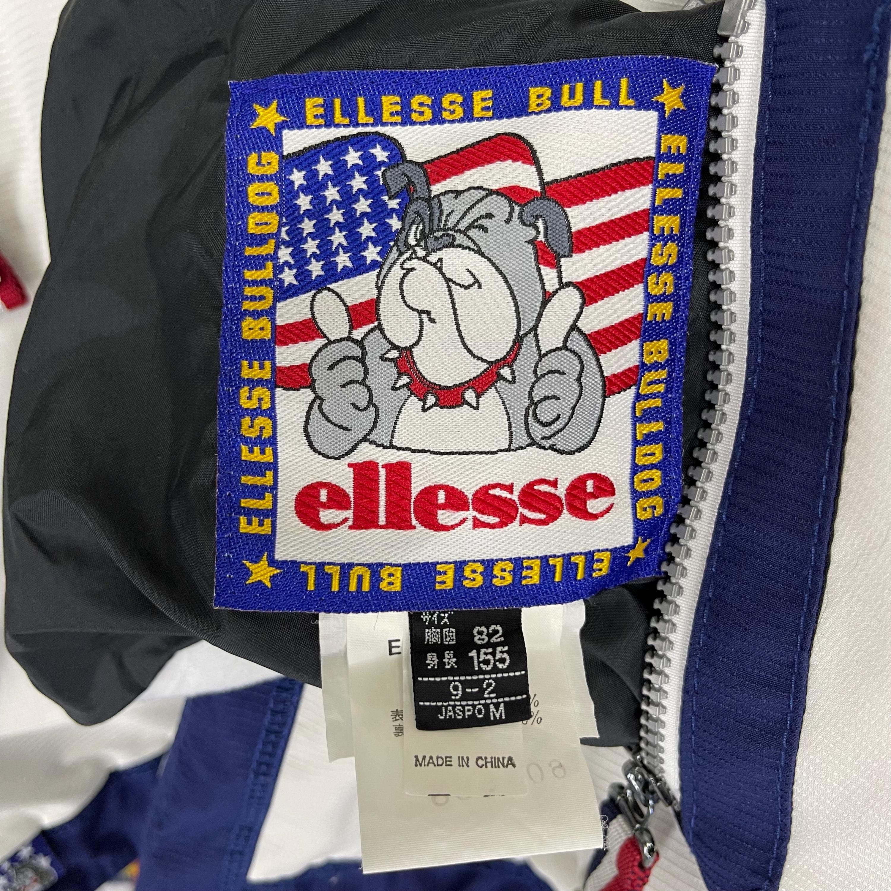 Vintage 90s Ellesse Bulldogs Reversible Hoodie Jacket in White 