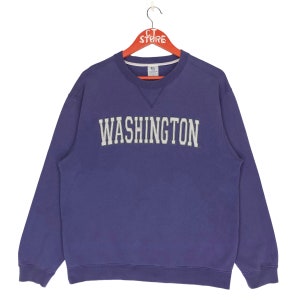 Sweat ras du cou Washington vintage - Pull violet Spellout (taille S)