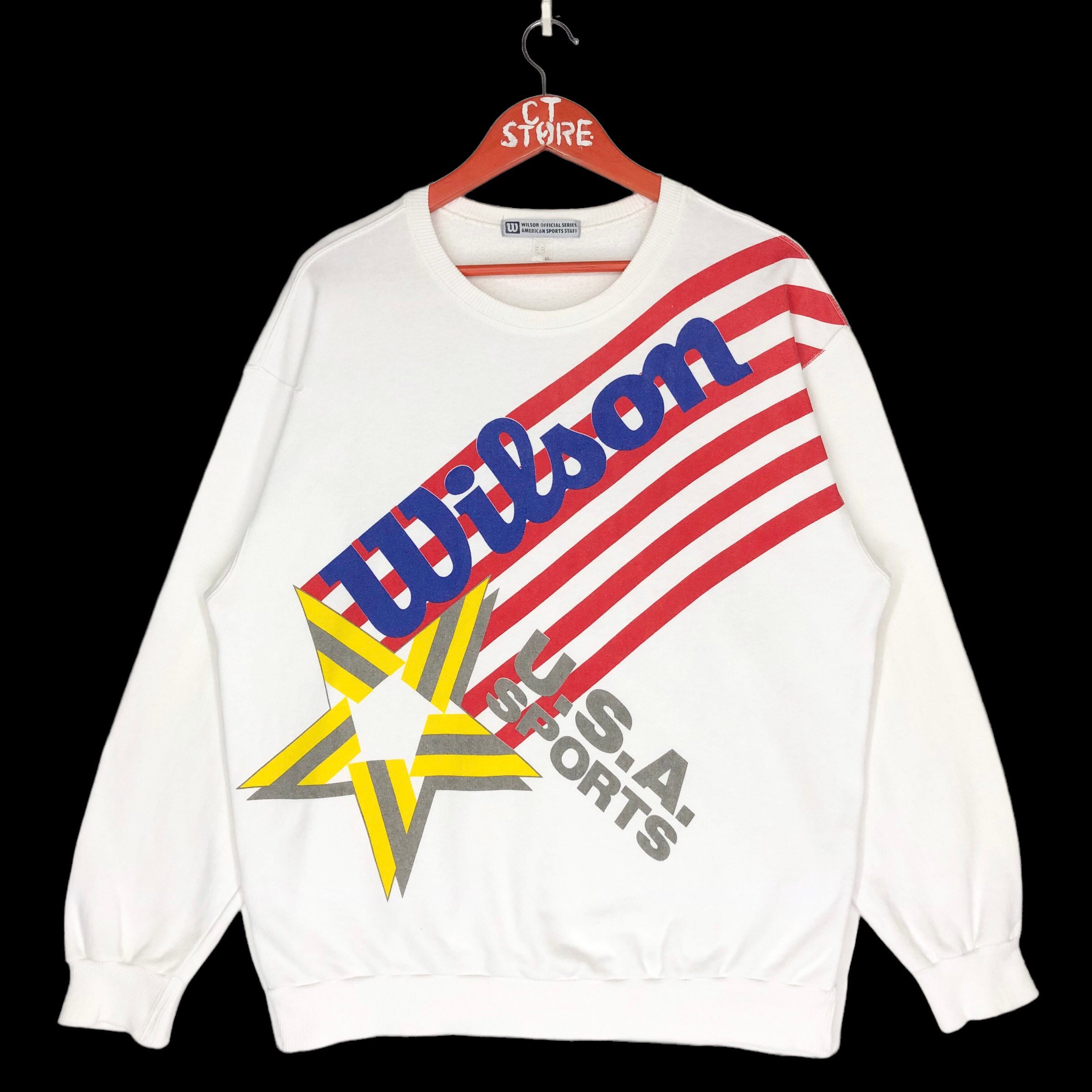 Vintage Wilson USA Big Logo Crewneck Sweatshirt Size M