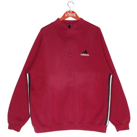 Vintage Adidas sweater met halve rits klein logo trui Adidas rode kleur maat L Etsy Belgie