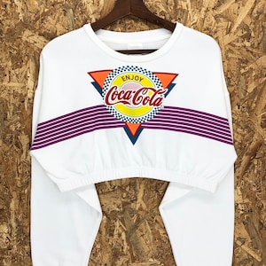 Vintage Coca Cola Crop Top Rundhals Sweatshirt Größe S Frauen Streetwear