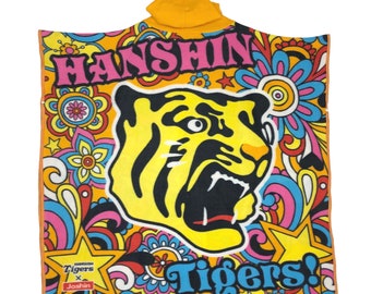 Hanshin Tiger X Joshin Poncho, Full Print Poncho, Hoodie Poncho, Hashin Tiger Poncho