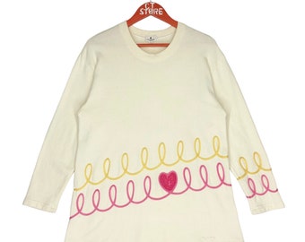 Courreges Cream Sweatshirt: Embroidered Logo, Size L