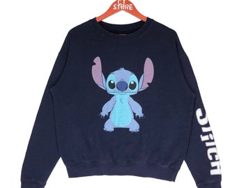 Vintage Disney Stitch Rundhals-Sweatshirt, Dunkelblau, Grösse M