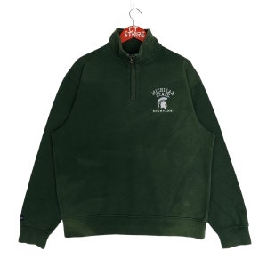 Vintage Michigan State Spartan Basketball Sweatshirt Small Logo Size L Michigan State Spartan Pullover Sweater Green