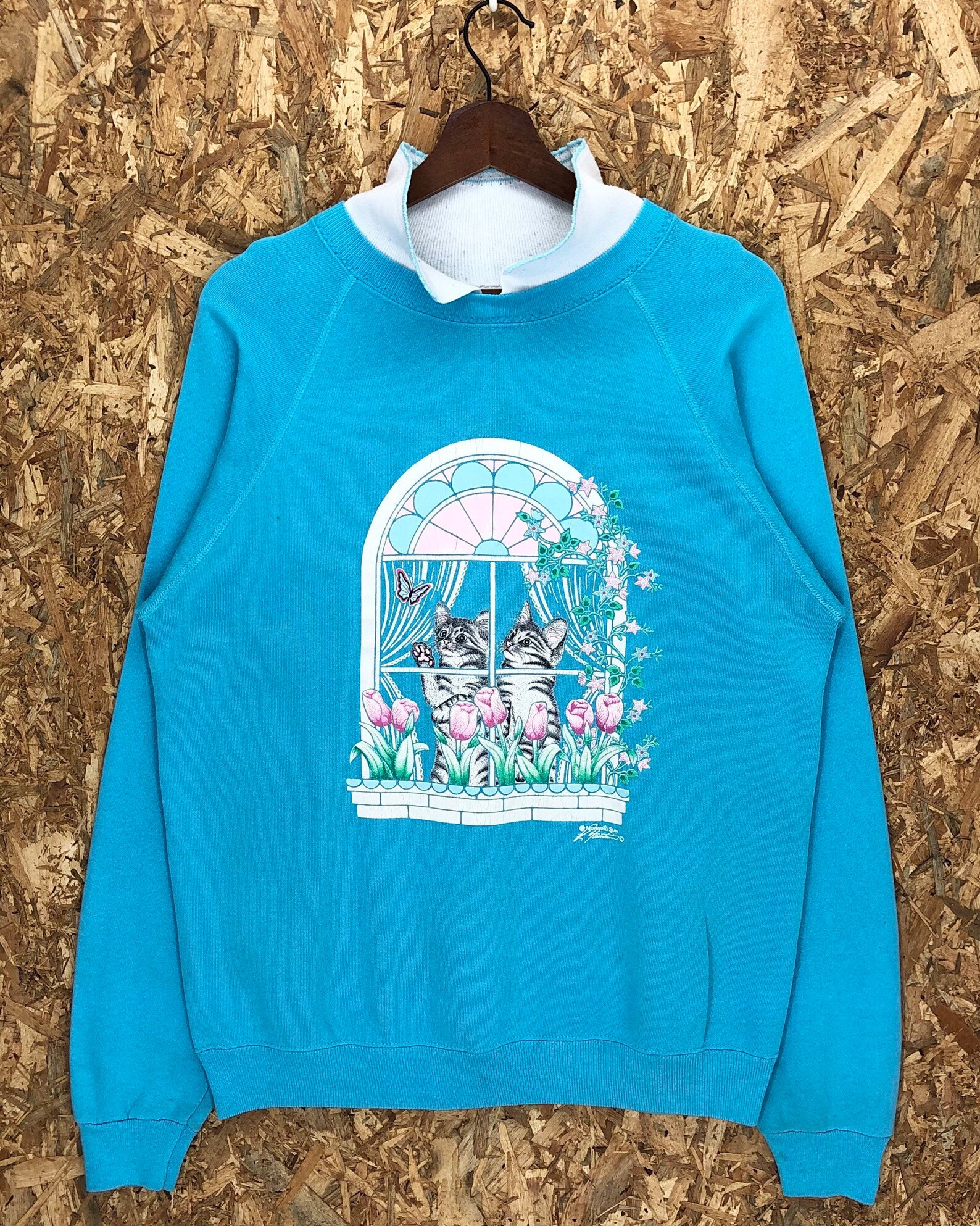 Vintage Morning Sun Cat print Sweatshirt Etsy