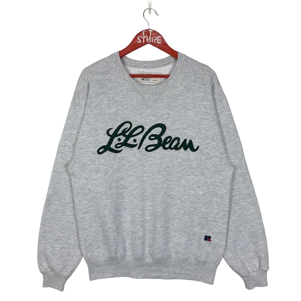 Vintage LL Bean Grey Sweatshirt Size M LL Bean Embroidered Logo Spell Out Crewneck Ll Bean Pullover Ll Bean Sportswear Sweater Medium